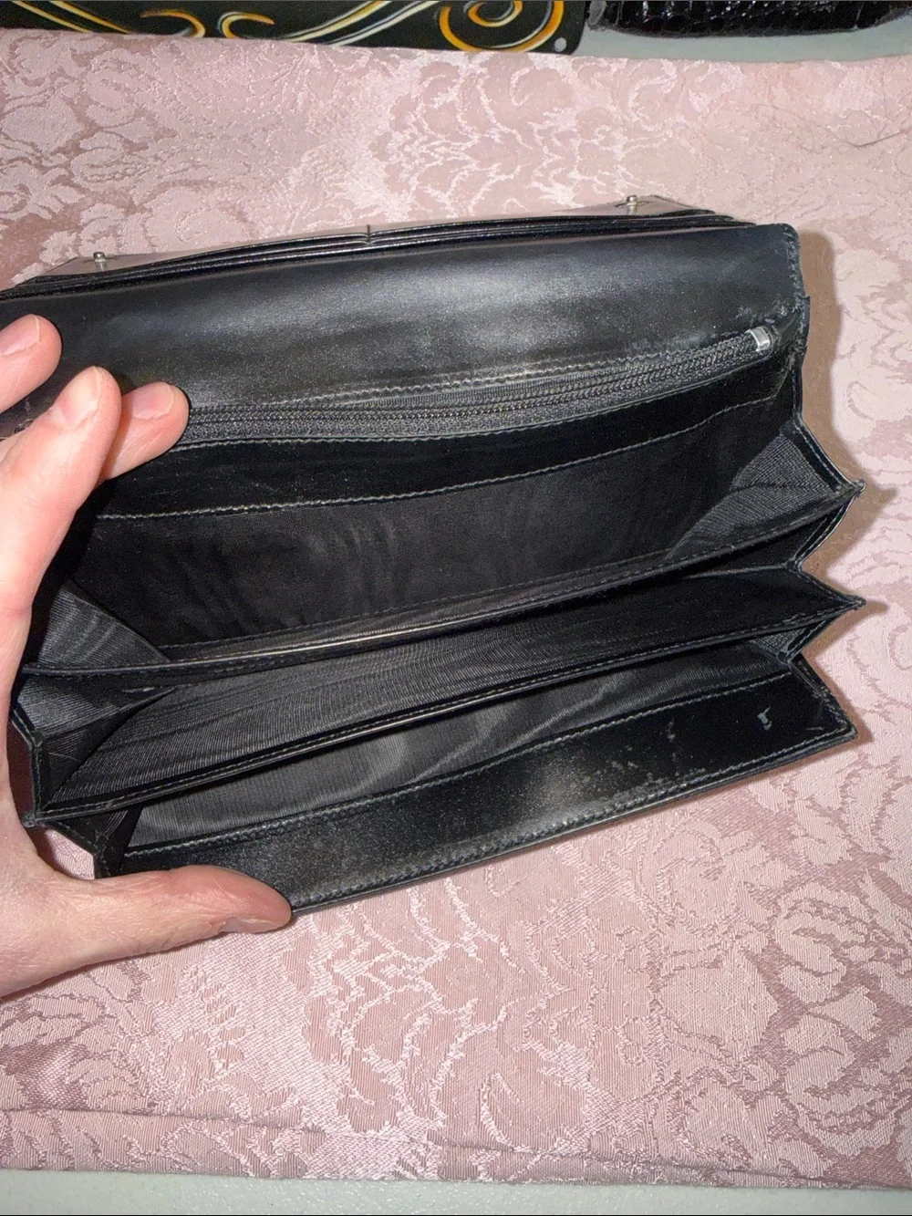 Prada Black Leather Men's Wallet with Silver Logo Plaque